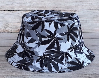 Bucket Hat Marijuana Leaf Reversible 