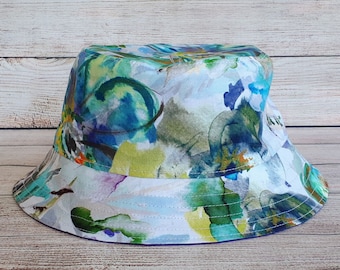 Adult Bucket Hat - Reversible Ladies Cotton Pretty Summer Sun Hat, Hat for Women, Gift for Her, Sun Protection for Beach, One Size Cap