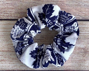 Hockey Team Hair Scrunchie, Reusable Cotton Hair Tie Elastic, Gift for Hockey Fan, Gift for Her, NHL Toronto Maple Leafs Gift, Gift for Girl
