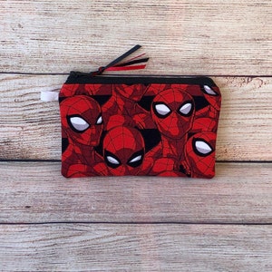Superhero Handmade Reusable Zipper Coin Credit Card Wallet Earbud Storage Gift Card Envelope Gift for Friend Small Jewelry Organizer Bag