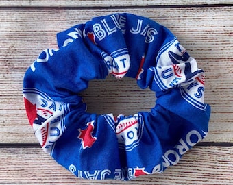 MLB Toronto Blue Jays Baseball Team Hair Scrunchie, Reusable Cotton Hair Tie Elastic, Gift for Baseball Fan, Baseball Gift for Her