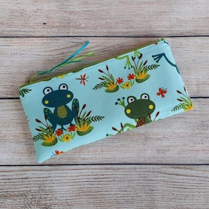 Zipper Pouch - Frog Pencil Case, Accessory Bag, Reusable Zipper Bag, Purse Organizer, Gift for Student, Gift for Her, Birthday Present