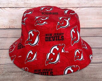 Adult Bucket Hat - New Jersey Devils, NHL, Reversible Hat, Cotton Hat, Hockey Fan, Hockey Gift, Gift for Him, Unisex, One Size Child Hat