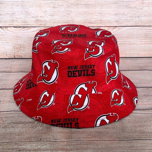 Adult Bucket Hat - New Jersey Devils, NHL, Reversible Hat, Cotton Hat, Hockey Fan, Hockey Gift, Gift for Him, Unisex, One Size Child Hat