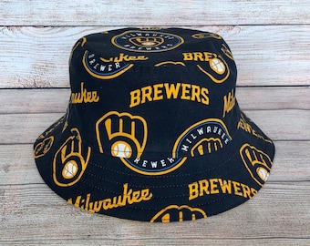 Adult Bucket Hat - Milwaukee Brewers MLB Baseball Team Handmade Reversible Unisex, Gift for Him, Father's Day Gift, Game Day, One Size
