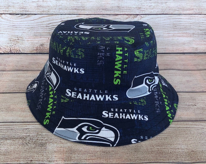 Adult Bucket Hat - Seattle Seahawks, NFL Sports Team, Football Bucket Hat, Seahawks Football Fan Cap, Football Gift for Him, Unisex One Size