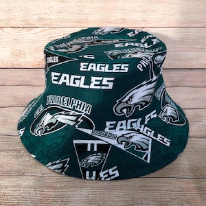 Adult Bucket Hat - Philadelphia Eagles NFL Football Team Cotton Reversible Hat, Gift for Football Fan, Gift for Him, Unisex One Size Hat,