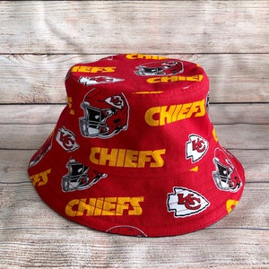 Adult Bucket Hat - Kansas City Chiefs NFL Team Cotton Reversible Hat, Football Fan Gift, Gift for Him, Friend Birthday, Unisex One Size Hat image 1