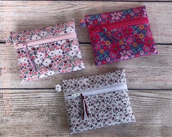 Keyring Wallet, Zipper Credit Card Pouch, Minimalist Coin Purse, Change Purse, Small Key Chain Wallet, Keychain Wristlet Bag, Gift for her