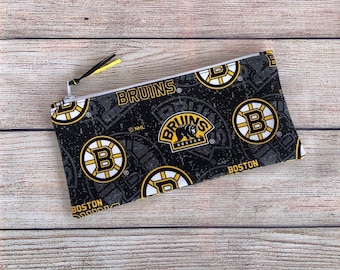 Zipper Pouch - Boston Bruins  Hockey Sports Team Pencil Case, Accessory Bag, Reusable Zipper Bag, Organizer, Birthday Present, Sunglass Case