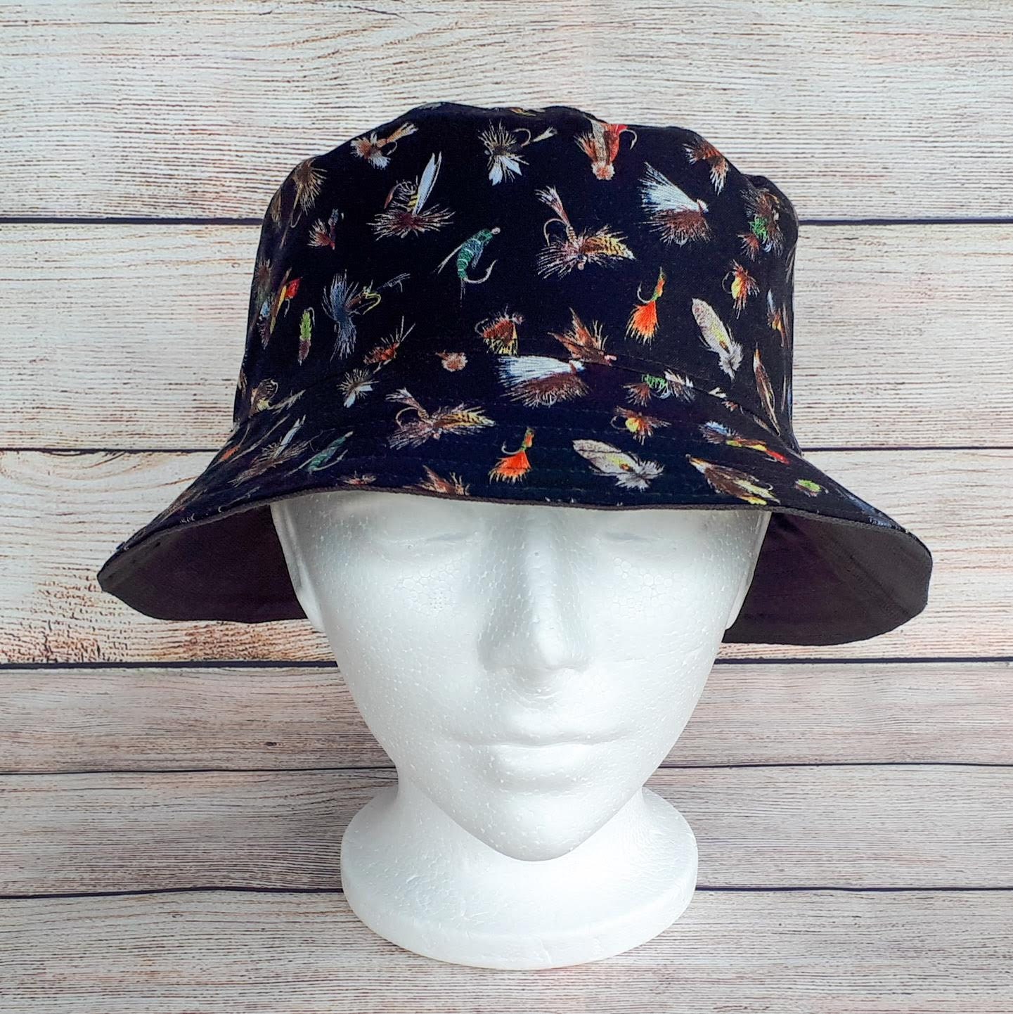 Adult Bucket Hat - Fly Fishing Reversible Hat, Flies for Fishing, Gift for Fisherman, Fisherman's Hat, Fishing Hat, Men's Hat, One Size