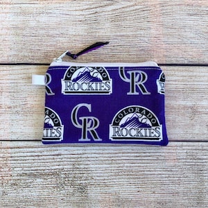 Colorado Rockies MLB Baseball Team Handmade Reusable Zipper Coin Credit Card Wallet, Earbud Storage, Gift for Friend, Small Organizer Bag