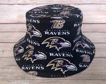 Bucket Hat for Adult or Child, Baltimore Raven NFL Team, Unisex Handmade Reversible Cotton Hat, Gift for Football Fan, Football Gift for him