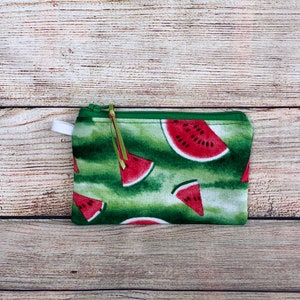 Watermelon Child Handmade Reusable Zipper Coin Credit Card Wallet Earbud Storage, Gift Card Envelope, Gift for Child Wallet Bag, Summer Fun