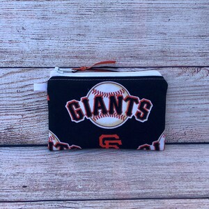 Keychain Wallet, MLB San Franciso Giants Baseball Team Coin Purse, Reusable Zipper Coin Pouch, Earbud Storage Case, Baseball Gift for Friend