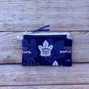 Toronto Maple Leafs NHL Hockey Team Handmade Reusable Zipper Coin Purse, Credit Card Wallet, Earbud Small Storage Organizer, Gift for Friend