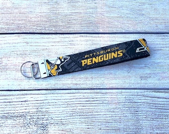 BeaWildflowerStore Pittsburgh Penguins Key Fob Wristlet Keychain Stocking Stuffer