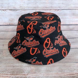Adult Bucket Hat - Baltimore Orioles MLB Baseball Team Handmade Reversible Unisex, Gift for Him, Father&#39;s Day Gift, Game Day, One Size
