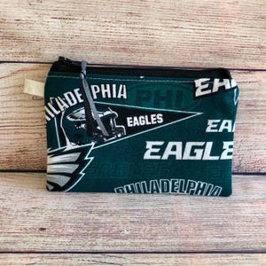 Philadelphia Eagles NFL Football Handmade Reusable Zipper Bag, Coin Credit Card Wallet, Earbud Storage, Gift for Friend, Small Organizer Bag