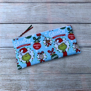 Zipper Pouch - Christmas Winter Pencil Case, Accessory Bag, Reusable Zipper Bag, Purse Organizer Wallet, Student Gift, Stocking Stuffer