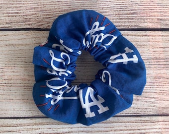 Baseball Team Hair Scrunchie, Reusable Cotton Hair Tie Elastic, Baseball Gift, Gift for Her, MLB LA Dodgers Baseball