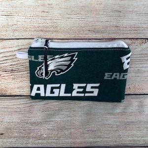 Philadelphia Eagles NFL Football Handmade Reusable Zipper Bag, Coin Credit Card Wallet, Earbud Storage, Gift for Friend, Small Organizer Bag