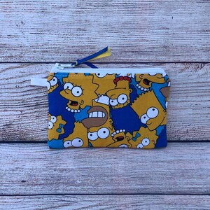 Coin Purse, Keychain Wallet, Simpsons TV Sitcom, Handmade Reusable Zipper Card Wallet, Earbud Storage Case, Gift for Friend, Small Organizer
