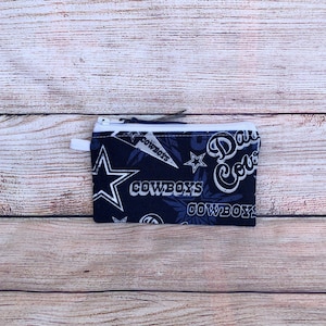 Dallas Cowboy NFL Football Team Handmade Reusable Zipper Bag, Coin Credit Card Wallet, Earbud Storage, Gift for Friend, Small Organizer Bag