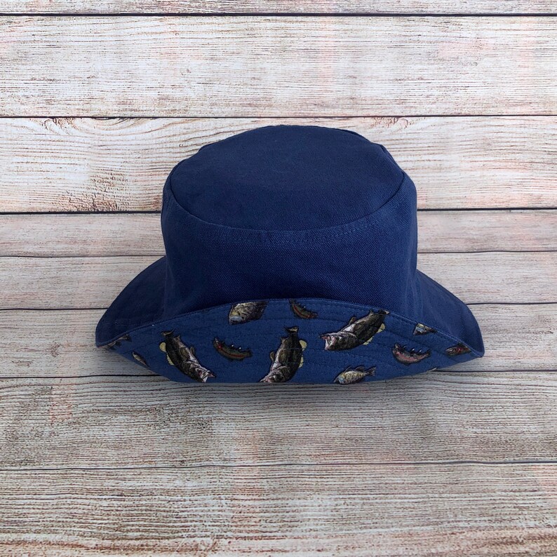 Adult Bucket Hat Reversible Cotton Fishing Hat, Fishing Gift for Him ...