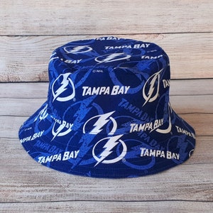 Adult or Child Bucket Hat - Tampa Bay Lightning, NHL, Cotton Hat, Hockey Hat, Hockey Fan, Hockey Gift, NHL Gift for Him, Unisex One Size Hat