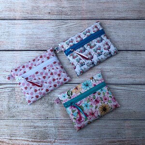 Keychain Wallet, Small Zipper Credit Card Pouch, Minimalist Coin Purse, Printed Change Purse, Cute Ladies Small Wallet for Key Chain,