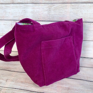 Corduroy Bag, Small Shoulder Strap Cotton Cord Purse, Casual Boho Lined Eco-friendly Take Along Small Everyday Bag, Essential Gift for her