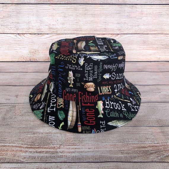 Adult Bucket Hat Fishing Hat, Lake Fishing, Fly Fishing, Fishing Gift,  Cotton Reversible Hat, Gift for Him, Father's Day Gift, One Size -   Canada