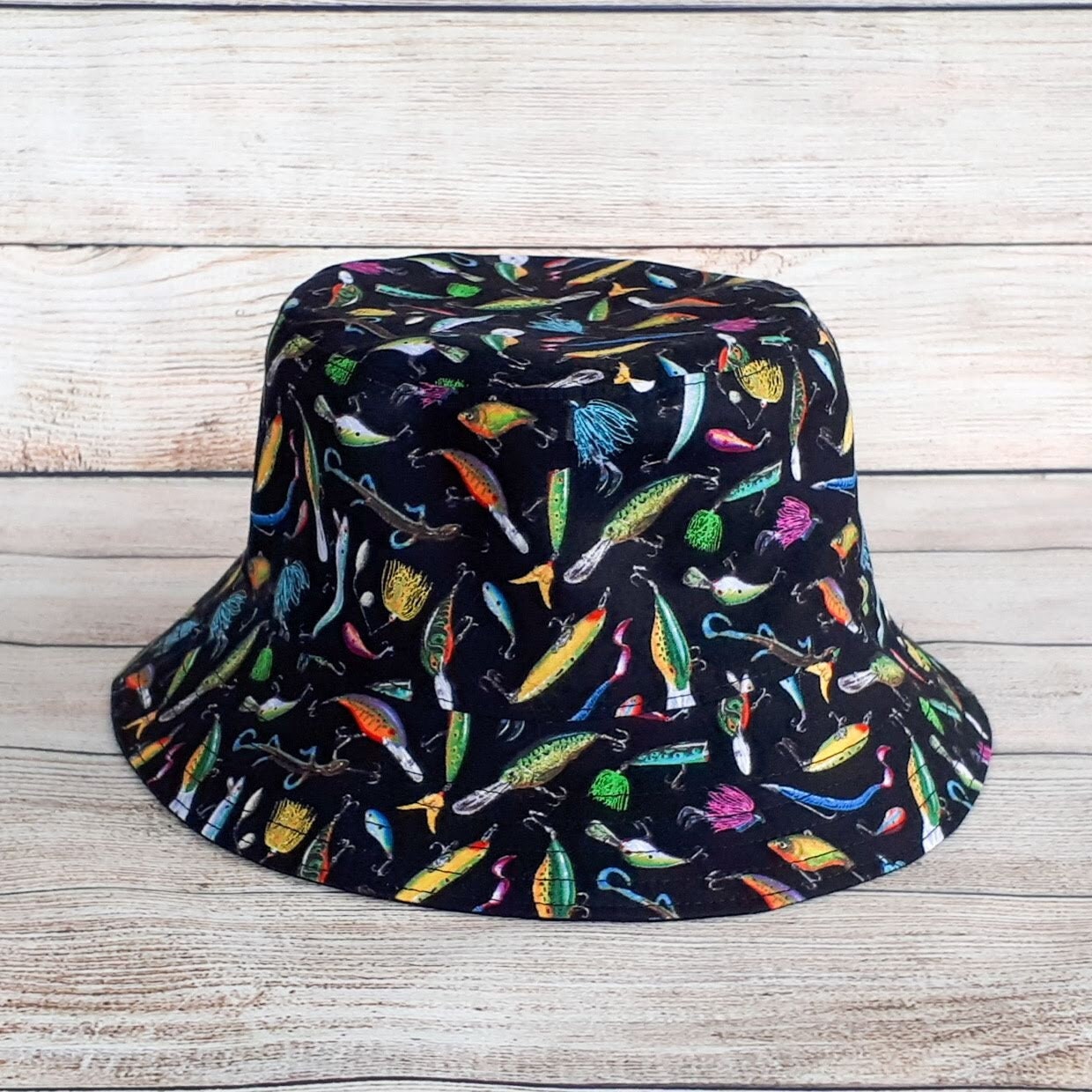 Adult Bucket Hat Fishing Lures, Reversible Hat, Cotton Hat
