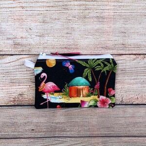 Handmade Tropical Reusable Zipper Coin Credit Card Wallet for Child, Earbud Storage, Gift Card Envelope, Gift for Child Wallet Bag