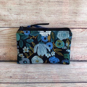 Coin Credit Card Zipper Pouch, Spare Change Wallet, Accessory Earbud Storage, Gift for Friend, Small Cute Cotton Floral Bag, Rifle Paper Co.