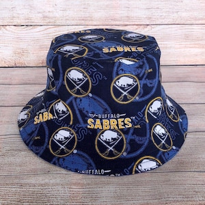 Adult Bucket Hat - Buffalo Sabres Hockey Sport Team, Reversible Cotton Hat, Hockey Fan, Hockey Gift, Gift for Him, Unisex, One Size Hat