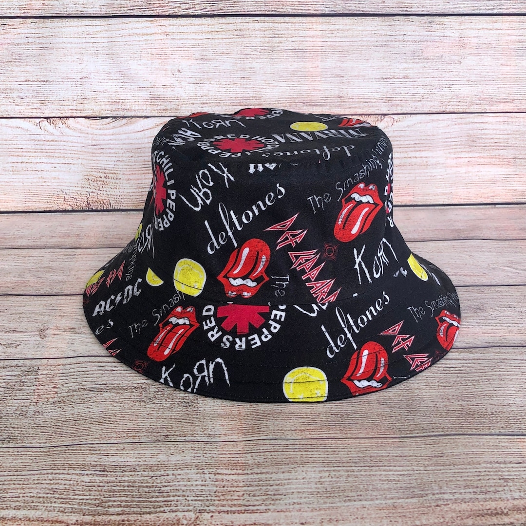 Rock Band Bucket Hat, Adult Unisex Reversible Cotton Concert