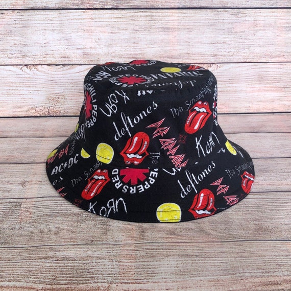 Adult Bucket Hat Rock and Roll Band Hat, Reversible Cotton Concert Hat,  Music Artist Gift, Summer Beachwear Party Hat, Unisex One Size Hat 