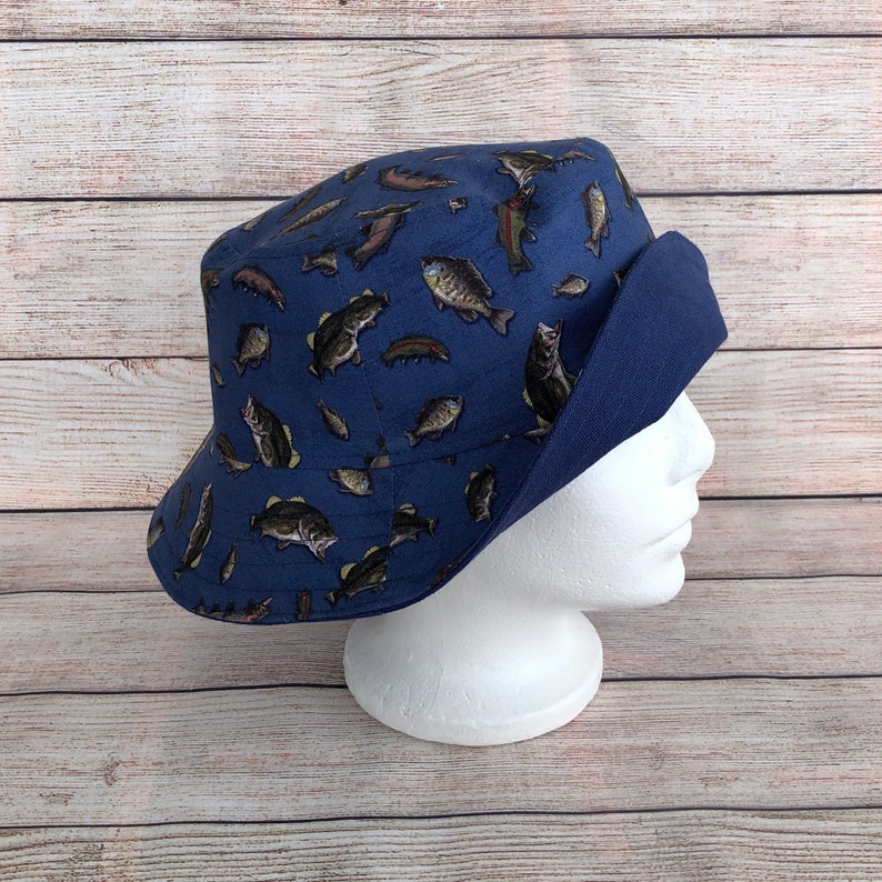 Adult Bucket Hat Reversible Cotton Fishing Hat, Fishing Gift for Him ...