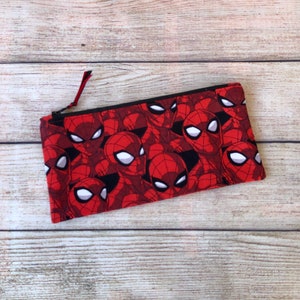 Zipper Pouch - Superhero Bag, Office Stationery Pencil Case, Travel Accessory Bag, Gift for Teacher Friend, Wallet for him, Stocking Stuffer
