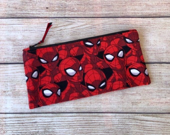 Zipper Pouch - Superhero Bag, Office Stationery Pencil Case, Travel Accessory Bag, Gift for Teacher Friend, Wallet for him, Stocking Stuffer