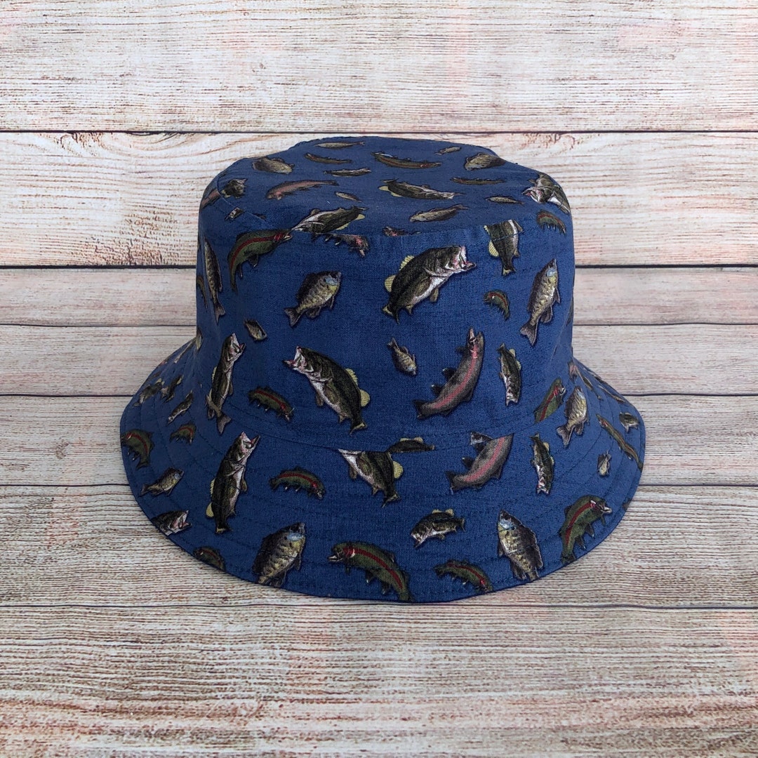 Adult Bucket Hat Reversible Cotton Fishing Hat, Fishing Gift for Him ...