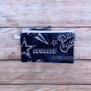 Dallas Cowboy NFL Football Team Handmade Reusable Zipper Bag, Coin Credit Card Wallet, Earbud Storage, Gift for Friend, Small Organizer Bag