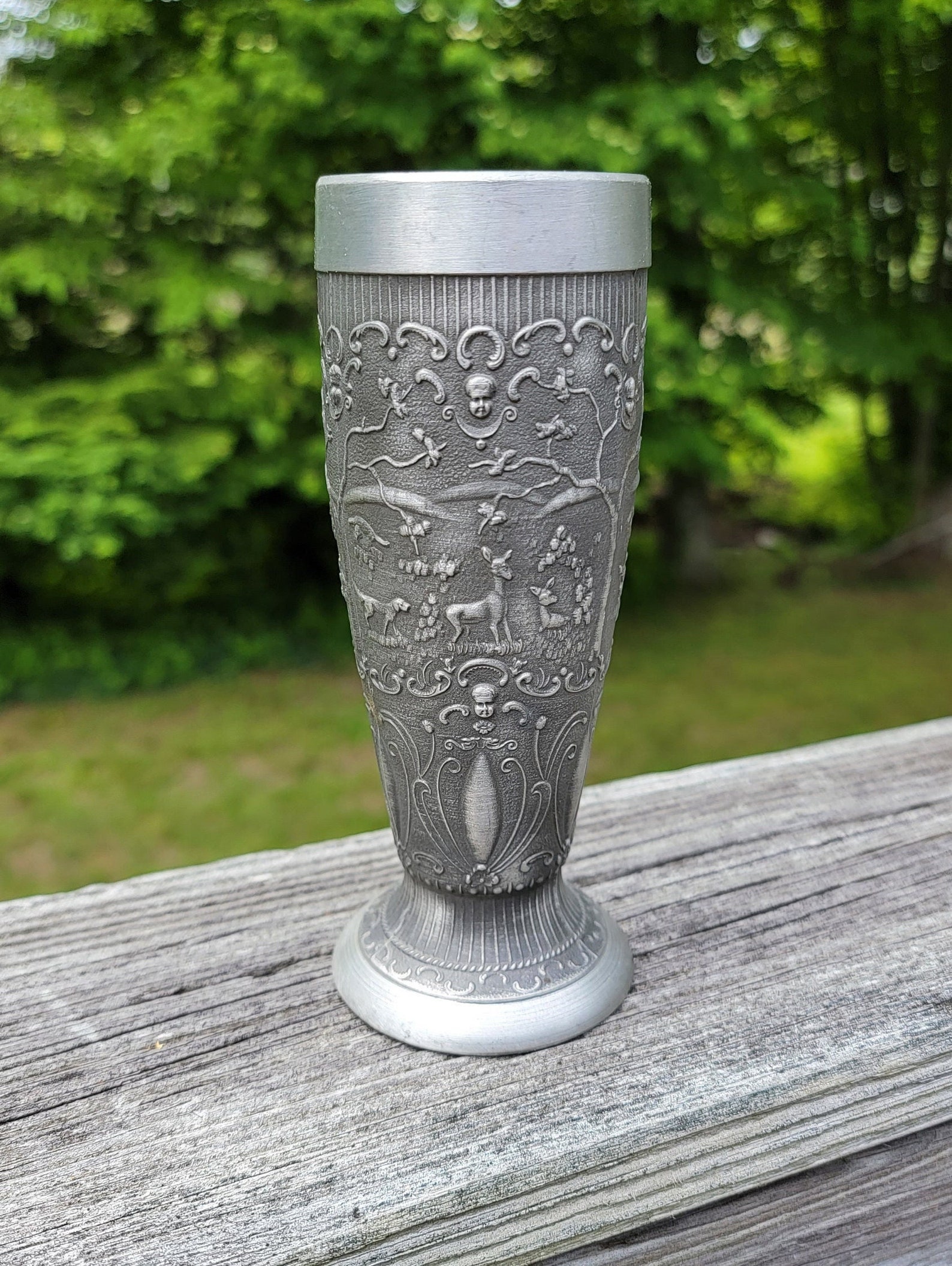 Vintage Rein Zinn Pewter Stag Hunt Goblet / Chalice Woods Etsy