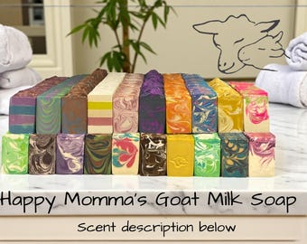 Goat Milk Artisan Bath Soap, Handmade Cold Processed Soap Bars,Skin Cleaning Bars,Body Soap, 4 Ounces, Scent Descriptions Below