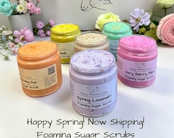 Foaming Whipped Sugar Scrubs Large 6oz. Natural Skin Exfoliation/Body Polish/Body Scrub,