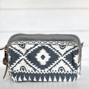 Small Leather and Canvas Aztec Crossbody - Gifts for Her - Daughter Gift -
