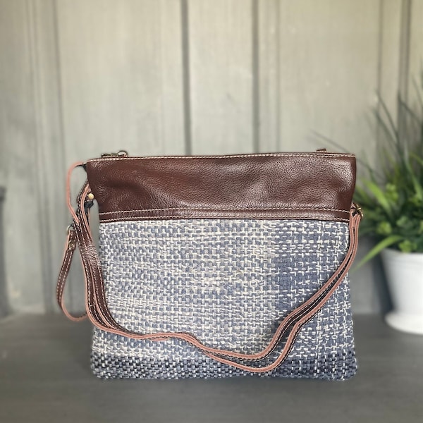 Small Crossbody Purse | Leather and Canvas Handbag | Gifts for Her