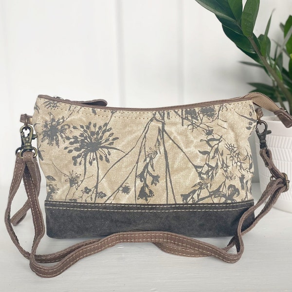 Dainty Small Crossbody Purse | Made From Upcycled Canvas and Leather